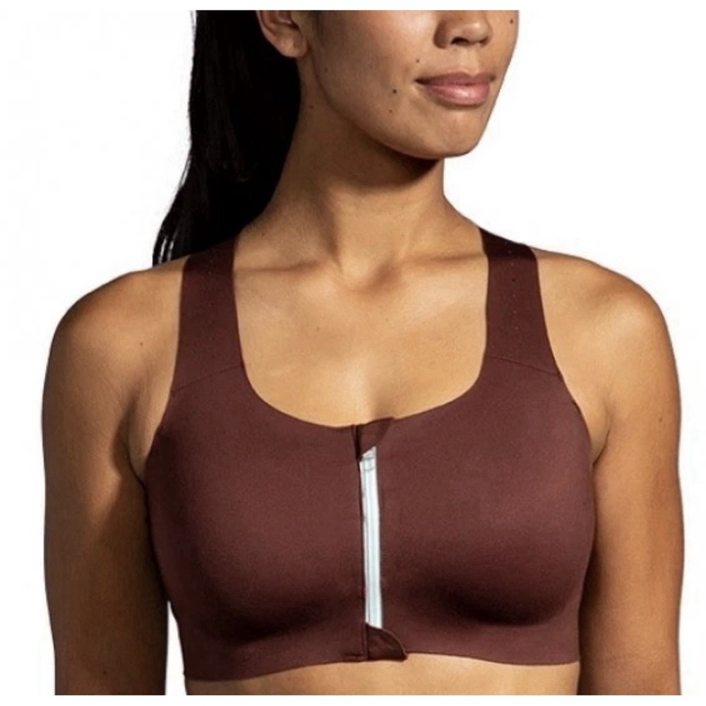 Brooks Dare Zip Front Run Bra 2.0 Women Run Raisin/Copper 350083224 Sz 36CD New